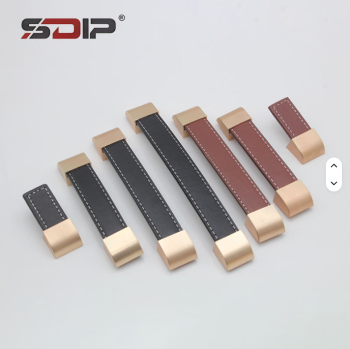 Leather Pull Handles in Black and Dark Red Colors 