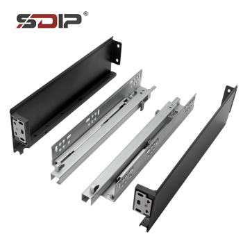 Steel metal box with single extension soft-closing slide