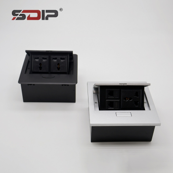 Aluminum Recessed Tabletop Socket & Wire Management Box with USB Charging