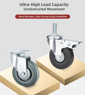 Heavy Duty Wheel Swivel Brake Roller Bearing Adjustable Quiet Running for Trolleys