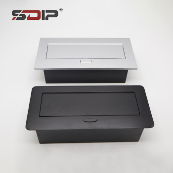 Recessed Damped Desk Power Outlet Box - Pop-Up Multimedia Socket with USB-C & Universal Ports for Office Tables