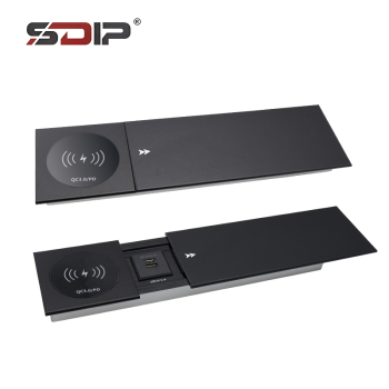 Pop-Up Aluminum Recessed Tabletop Socket & Wire Management Box with USB Charging