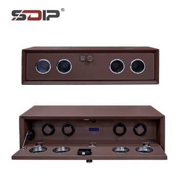 4 Watch Safe Box Automatic Mechanical Watch Winder with LCD Display Quiet Motor Fingerprint Lock for Luxury Watches Winder