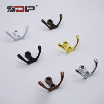 Multi-Finish Zinc Alloy Double Hooks for Home & Office