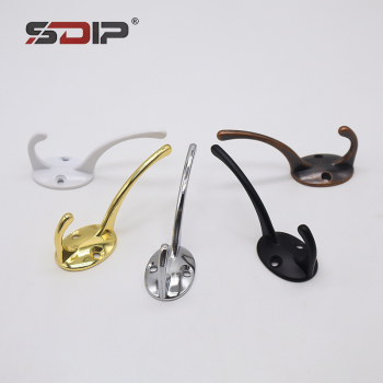 Zinc Alloy Double-Arm Wall Hooks for Home Storage